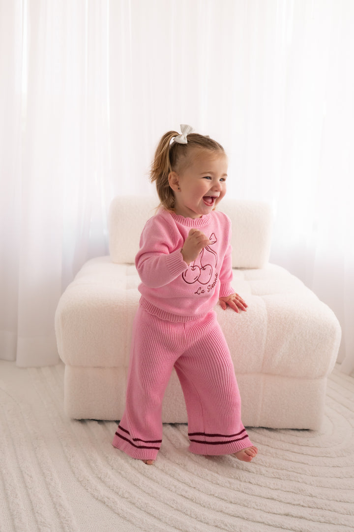 Knitted Wide Leg Pants - Peony