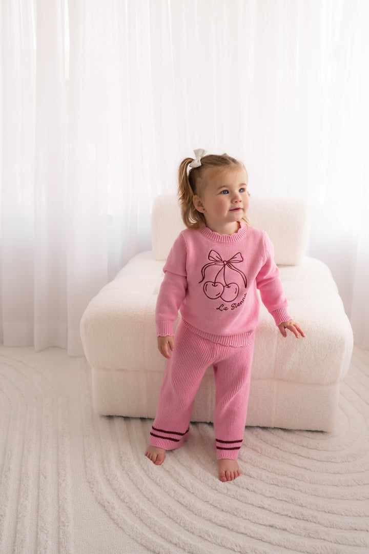 Knitted Wide Leg Pants - Peony