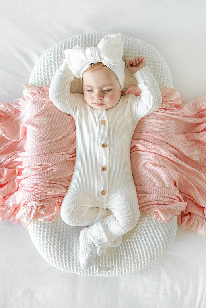 Waffle Ruffle Baby Wrap - Peach Dust