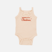 Embroidered Dainty Waffle Singlet - Oatmeal