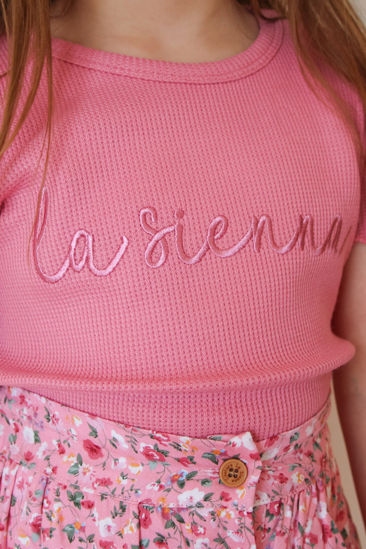 Logo Waffle Tee - Berry Bliss