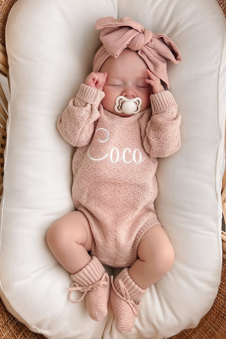 Montee Knitted Romper - Rose Quartz