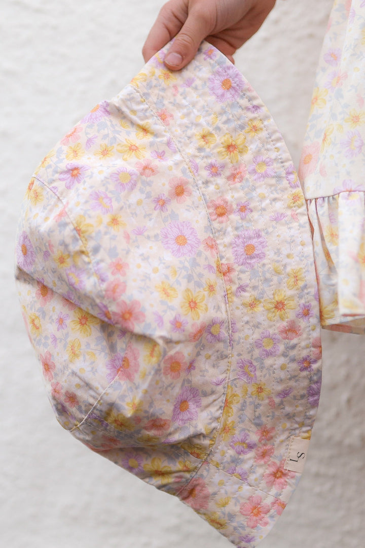 Toddler girls floral reversible bucket hat