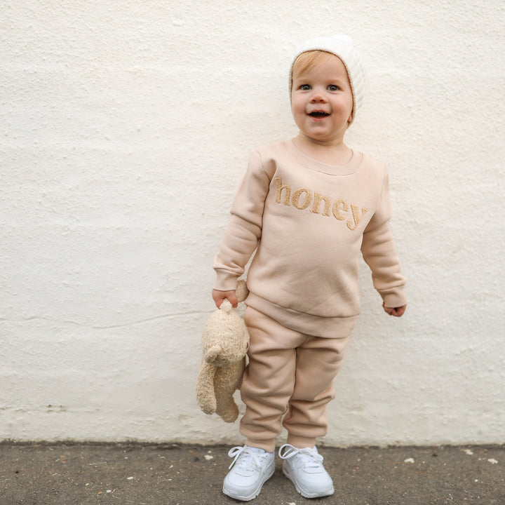 unisex kids oatmeal track pants