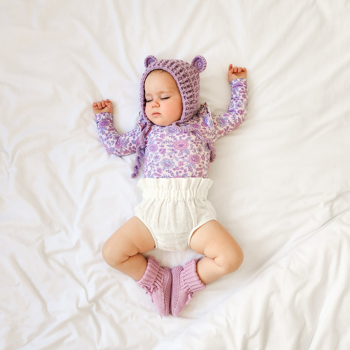 baby girls purple floral long sleeve bodysuit