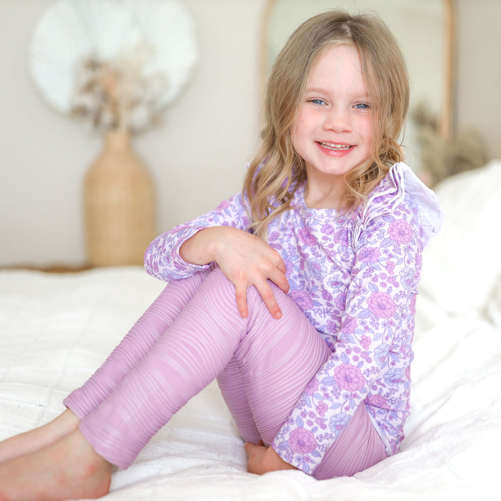 girls purple floral long sleeve top