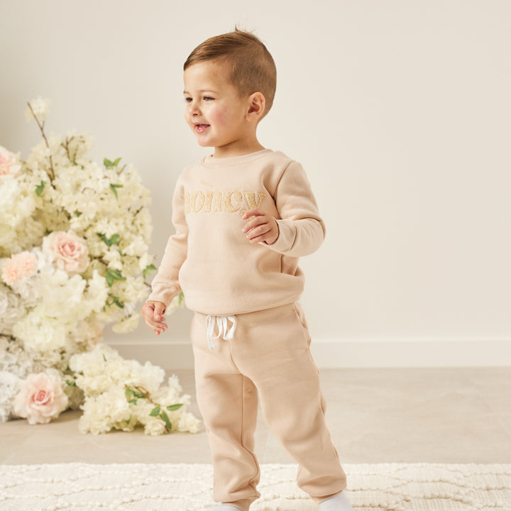 unisex kids oatmeal track pants