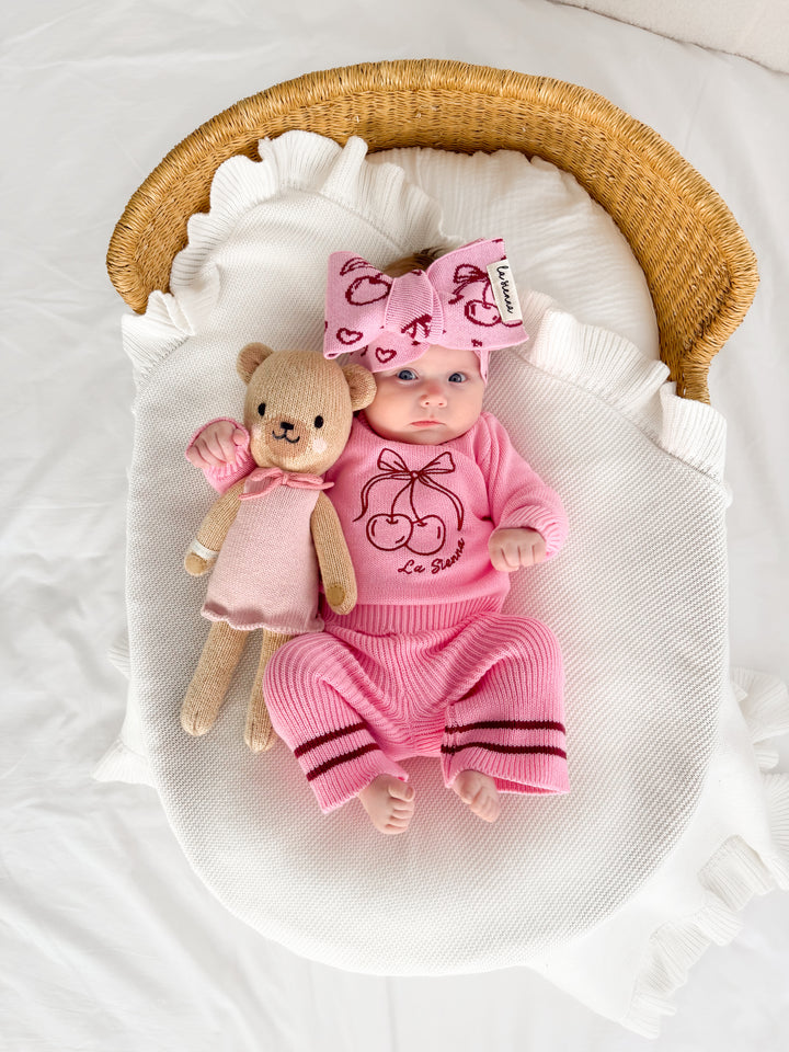 Knitted Wide Leg Pants - Peony