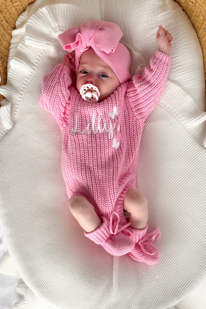 Super Chunky Knit Romper - Peony Pink