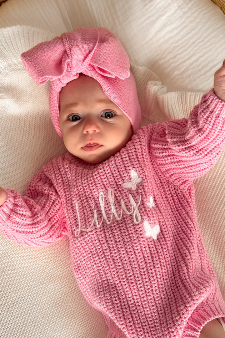 Super Chunky Knit Romper - Peony Pink