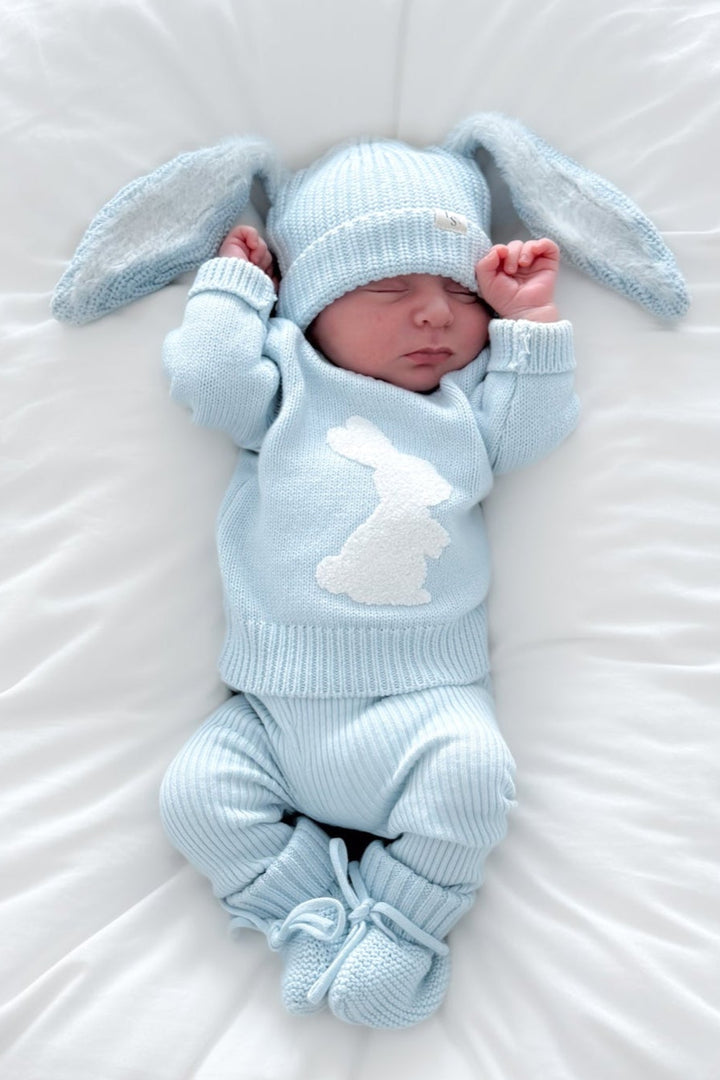 Bunny Chunky Knit Beanie - Sky Blue