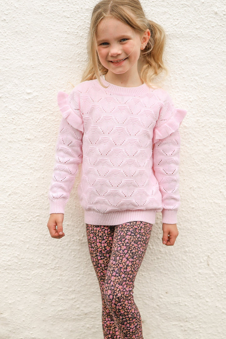 girls long sleeve pink knit top