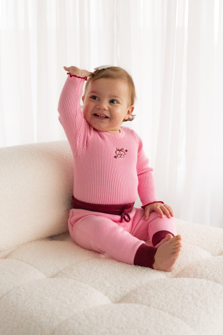 Knitted Bodysuit/Top - Peony Pink