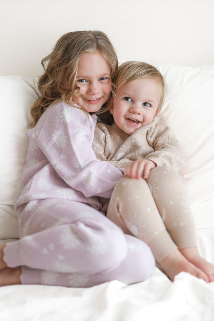 toddler girls lilac knitted blossom print jumper