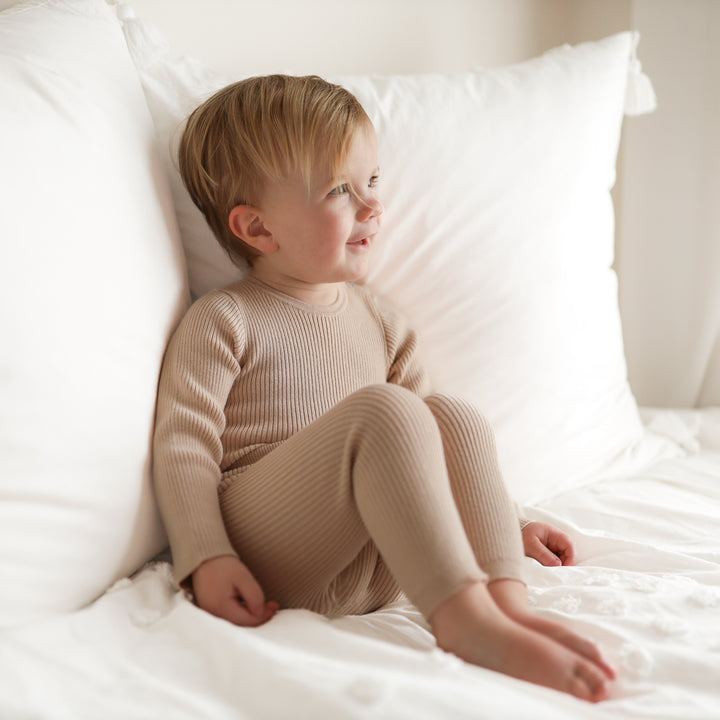 baby kids oat long sleeve knitted ribbed bodysuit