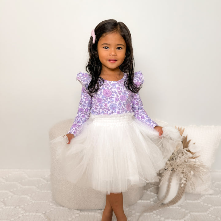 girls purple floral long sleeve top