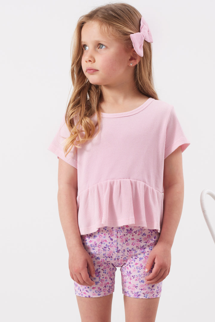 Ruffle Waffle Top - Pink Blossom