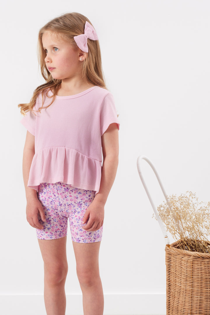 Ruffle Waffle Top - Pink Blossom