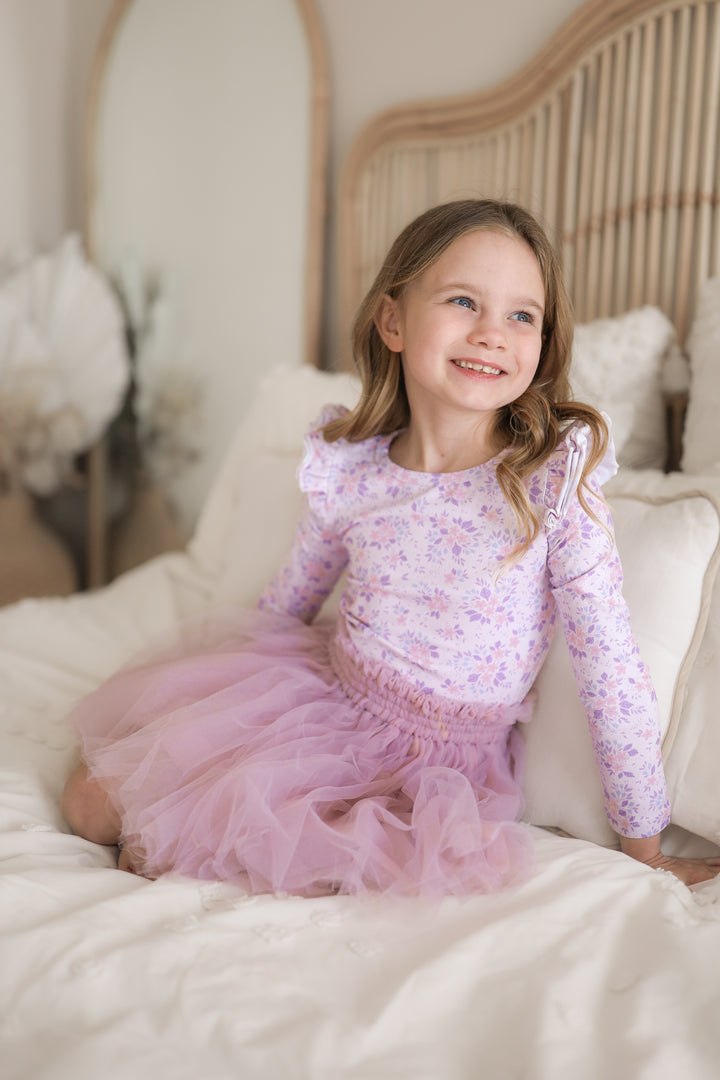 Floral Long Sleeve Flutter - Leah