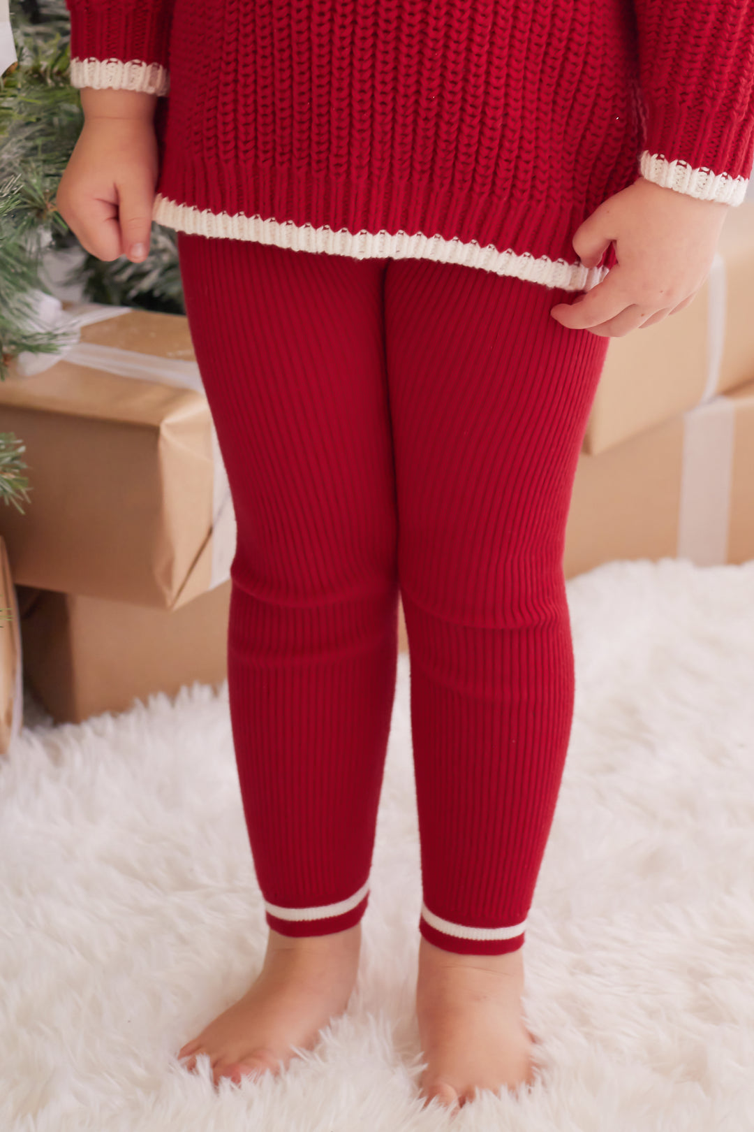 Knitted Leggings - Red