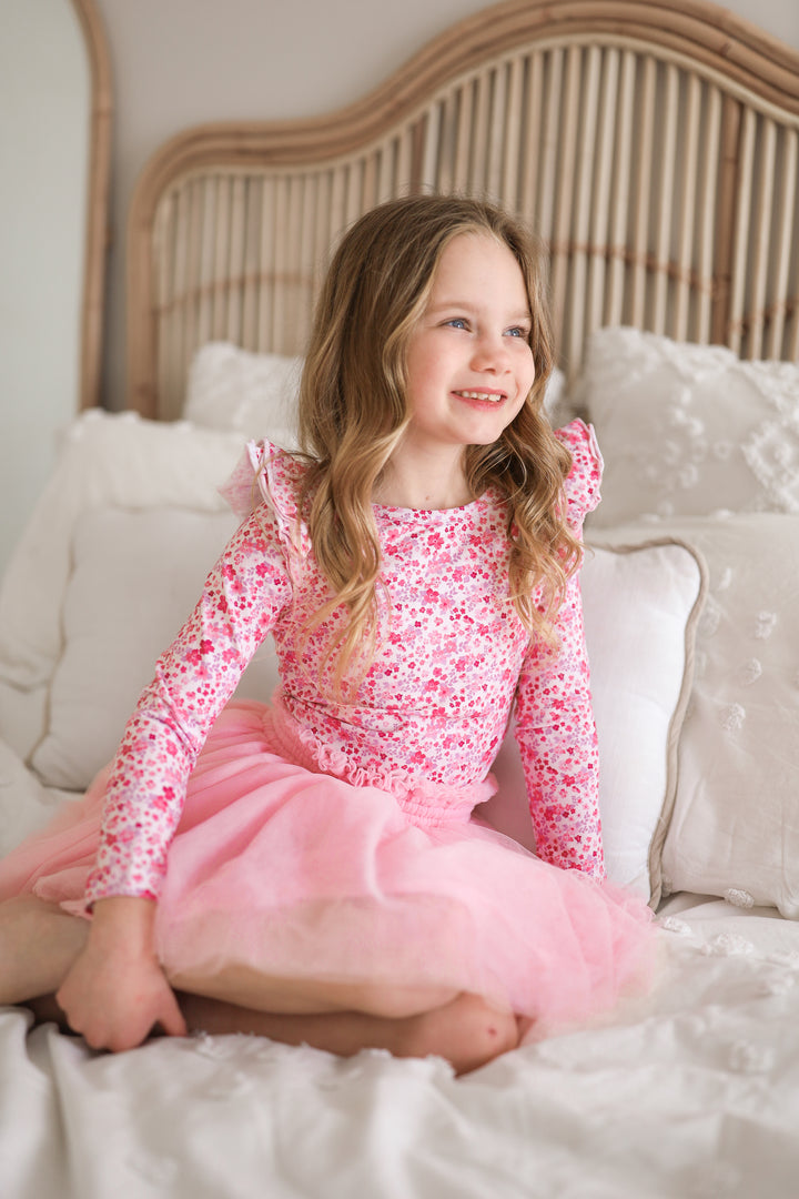 Floral Long Sleeve Flutter - Maddison