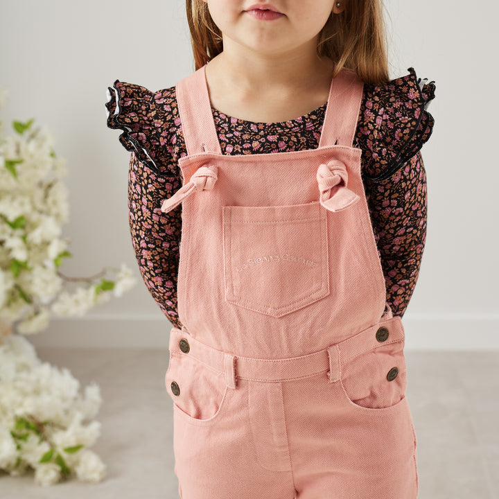 Toddler girls peach overalls