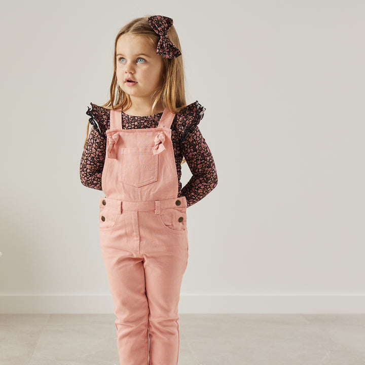 Toddler girls peach overalls