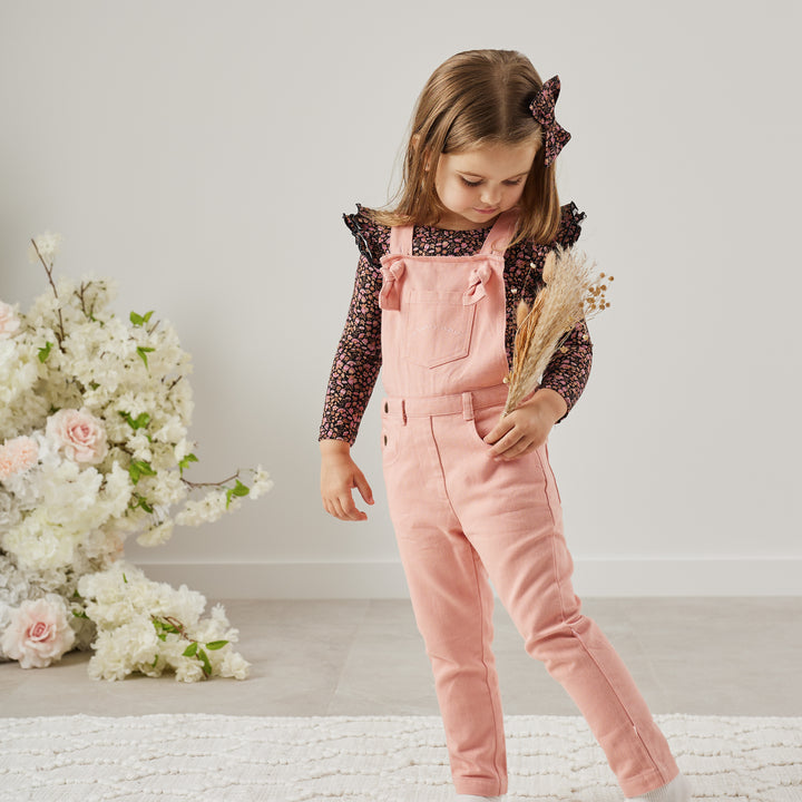 Toddler girls peach overalls