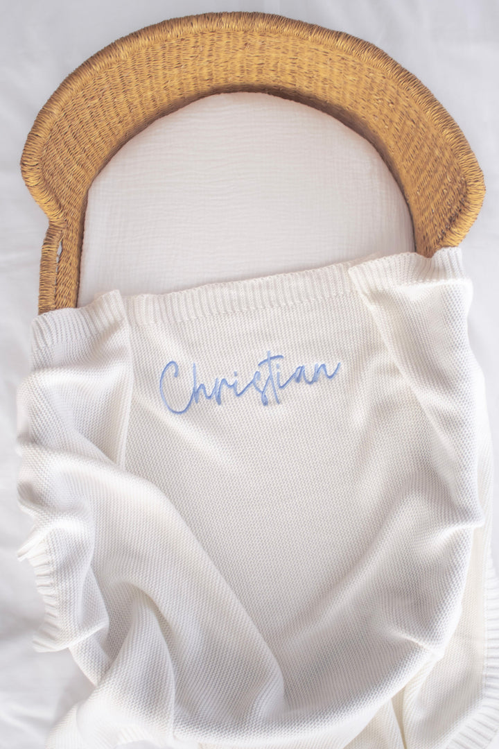 Classic Knitted Blanket - Marshmallow