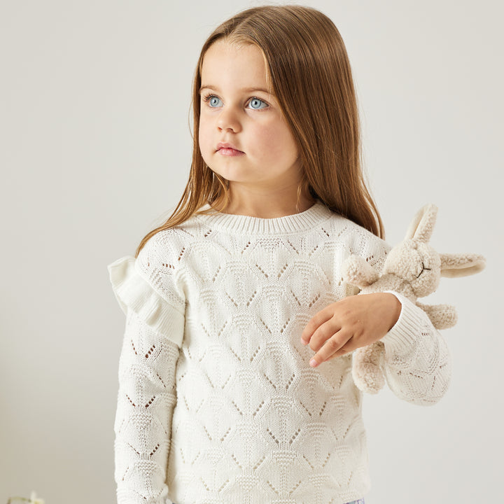 Girls white flutter knit