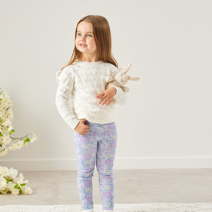 Girls white flutter knit