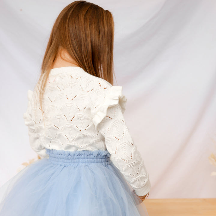 Girls white flutter knit