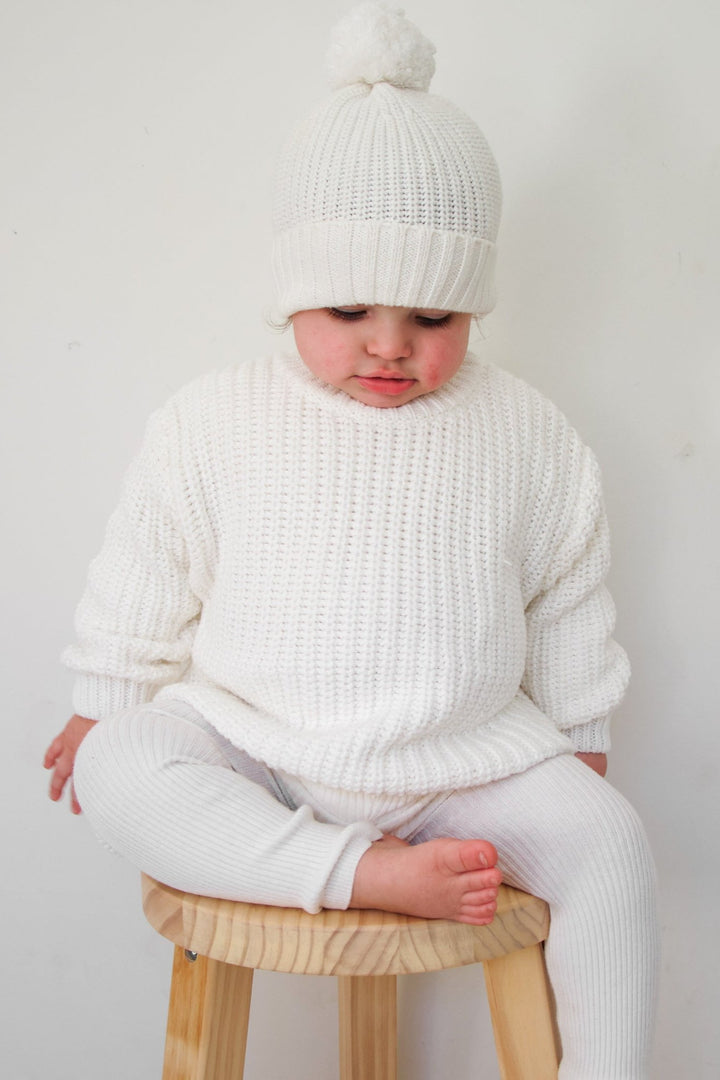 white baby kids chunky knitted jumper