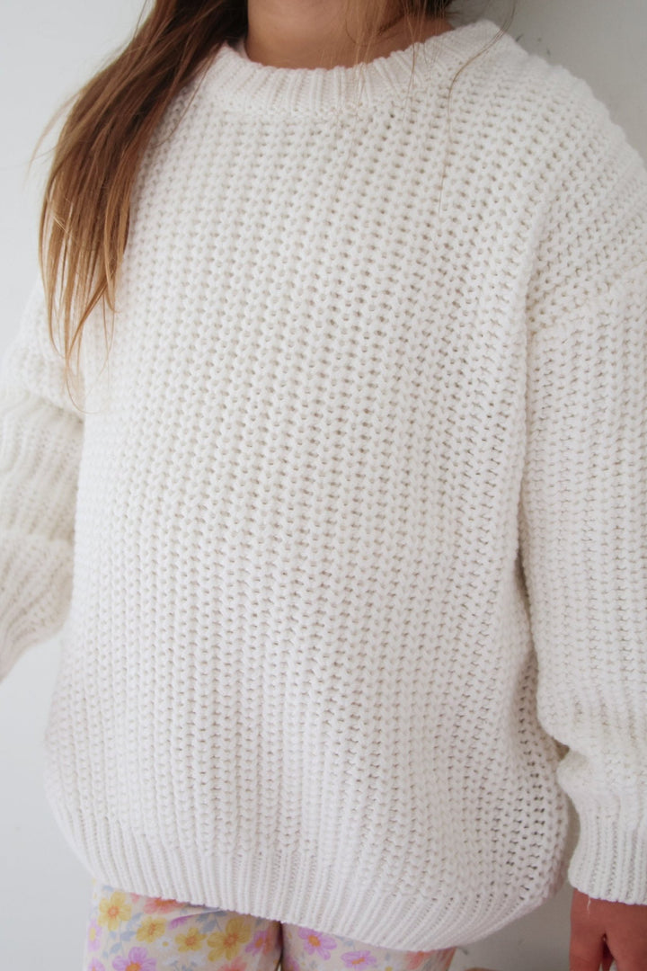 white baby kids chunky knitted jumper\