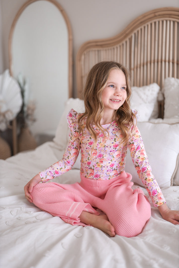 Floral Long Sleeve Flutter - Meredith