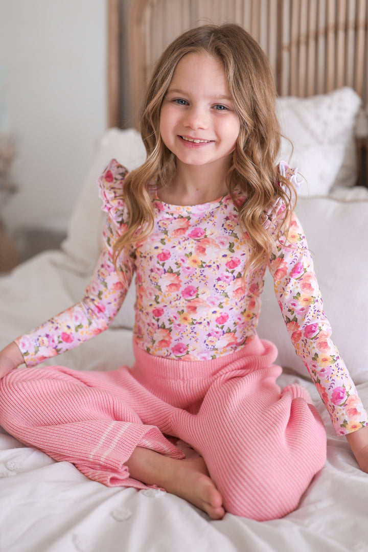Floral Long Sleeve Flutter - Meredith