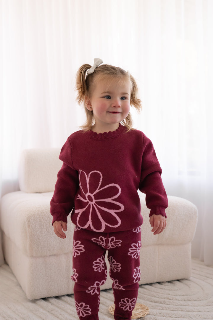 Knitted Jumper - Merlot Bloom