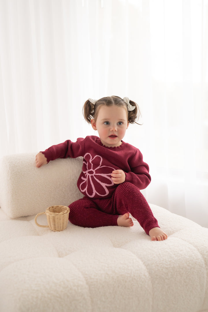 Knitted Jumper - Merlot Bloom