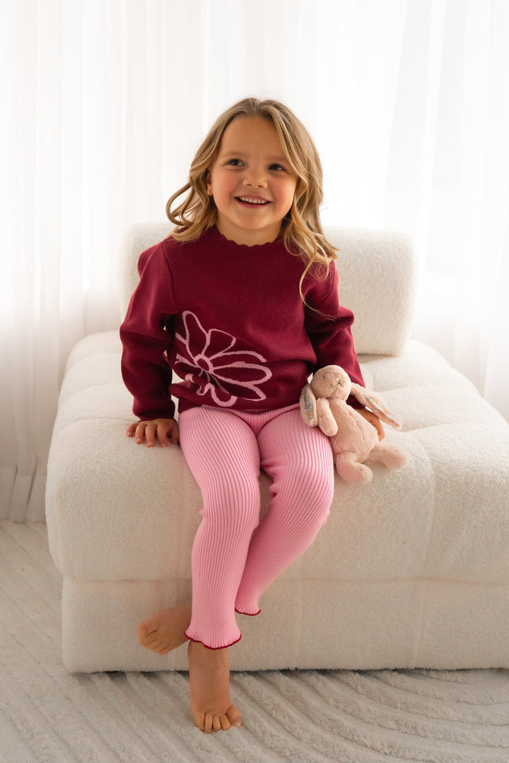 Knitted Jumper - Merlot Bloom