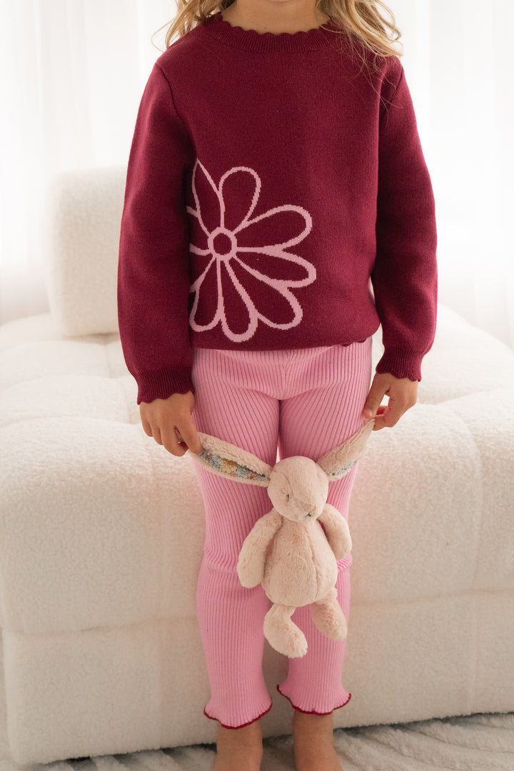 Knitted Jumper - Merlot Bloom