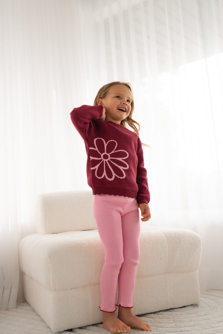 Knitted Jumper - Merlot Bloom