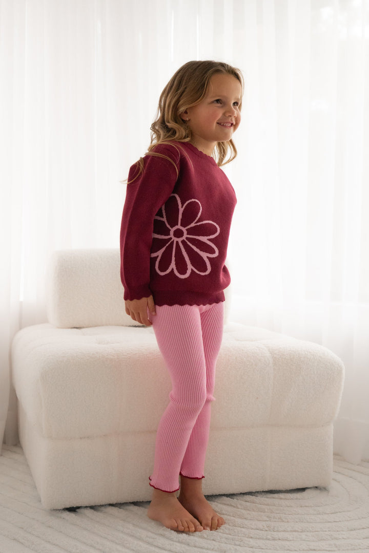 Knitted Jumper - Merlot Bloom