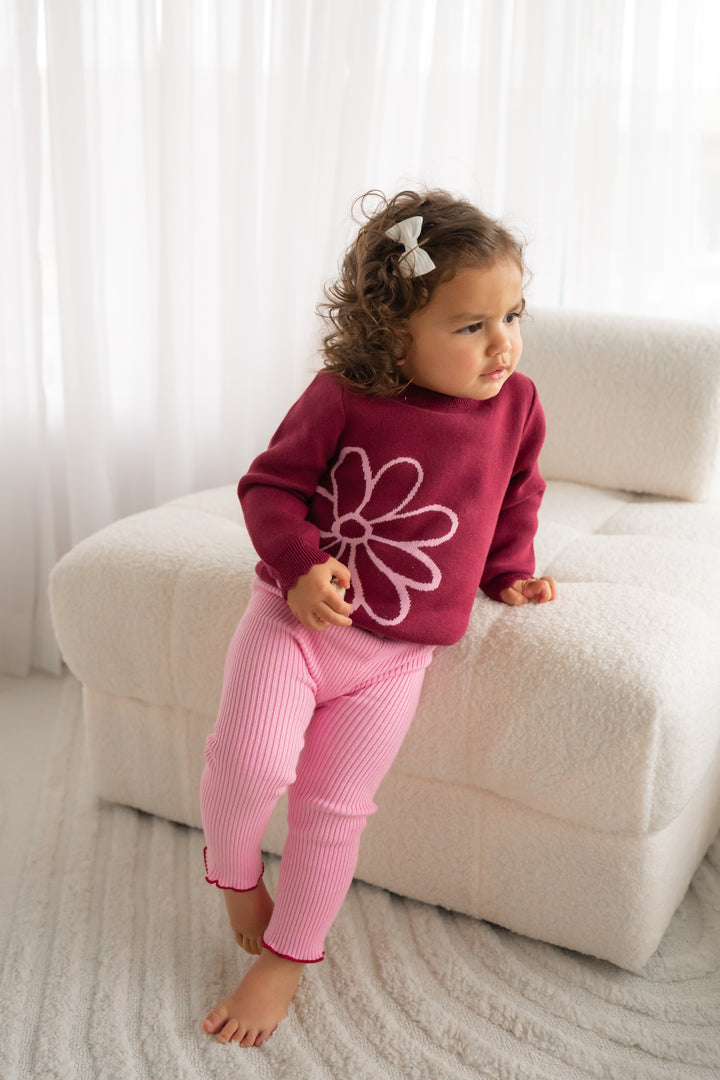 Knitted Jumper - Merlot Bloom
