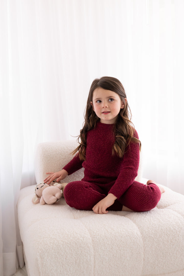 Knitted Textured Bodysuit/Top - Merlot