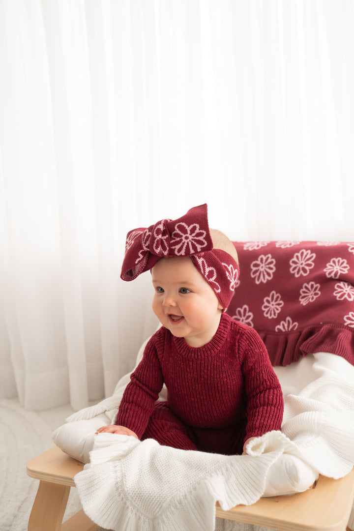 Knitted Textured Bodysuit/Top - Merlot