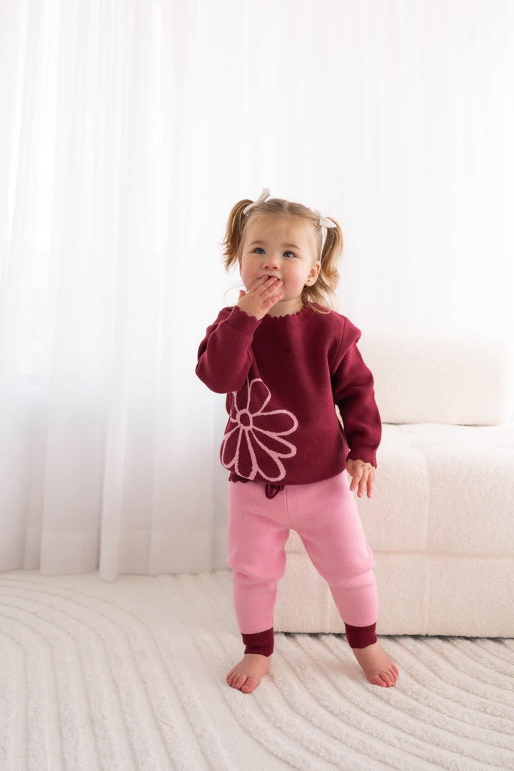Knitted Jumper - Merlot Bloom