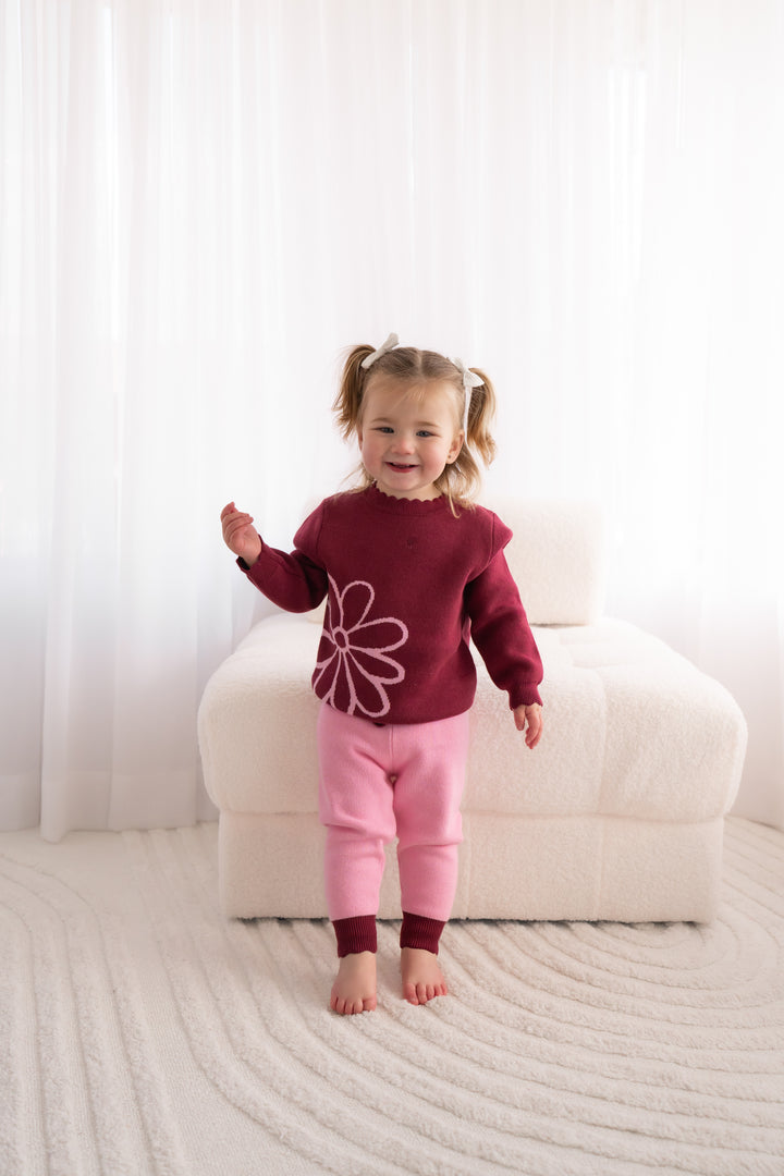 Knitted Jumper - Merlot Bloom