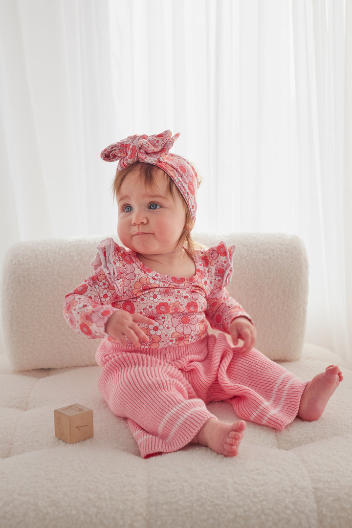 Knitted Wide Leg Pants - Blush