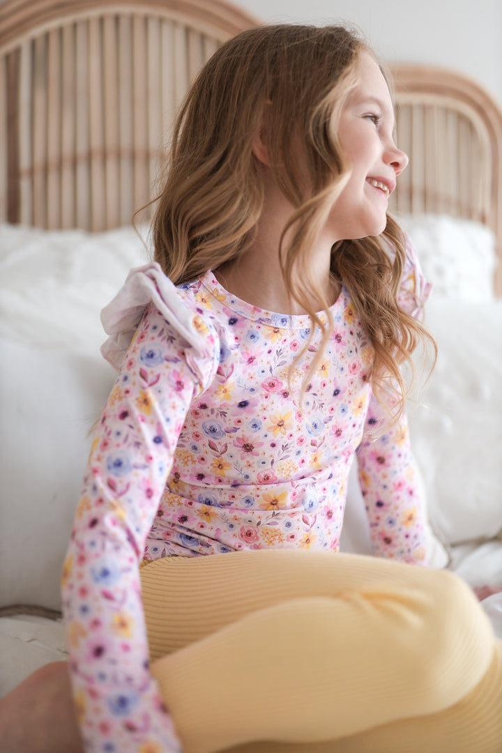 Floral Long Sleeve Flutter - Nikki