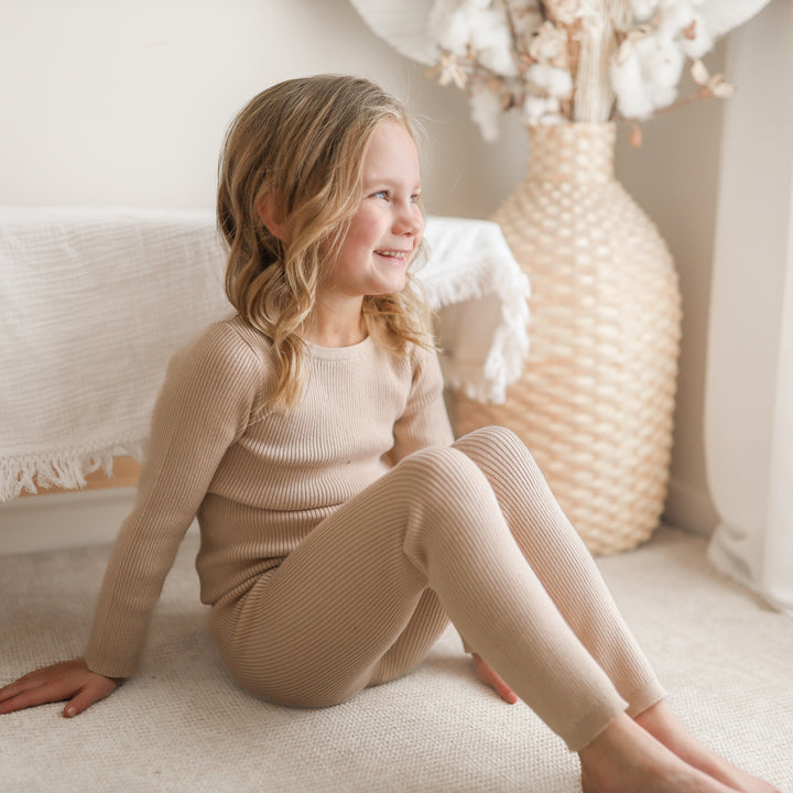 kids oat knitted ribbed leggings